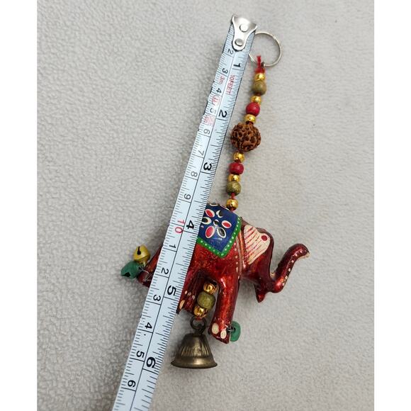 Elephant Trunk Up Keychain Rearview Mirror Hanging Charm Moroccan Red - Picture 7 of 8